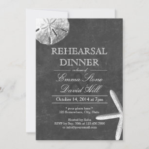 Vintage Beach Theme Chalkboard Rehearsal Dinner Invitation