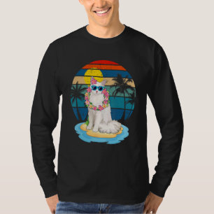 Vintage Beach Tropical Summer Vacation Angora Cat T-Shirt