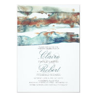Vintage Beach Underwater Watercolor Splash Wedding Card