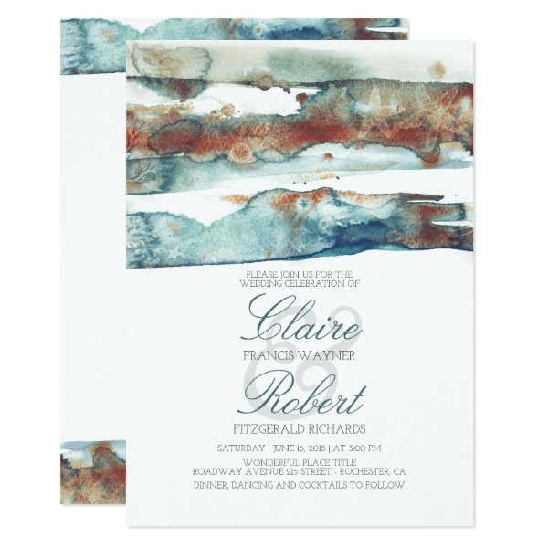 256991821103106053 Vintage Beach Underwater Watercolor Splash Wedding Invitation