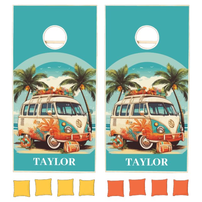 Vintage Beach Van Cornhole Set (Set)