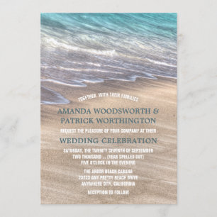 Vintage Beach Waves and Sand Wedding Invitations