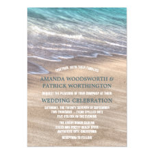 Vintage Beach Waves and Sand Wedding Invitations