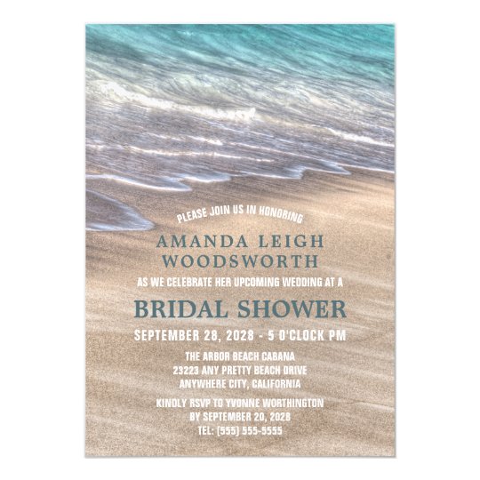 Vintage Beach Waves Sand Bridal Shower Invitations | Zazzle.com