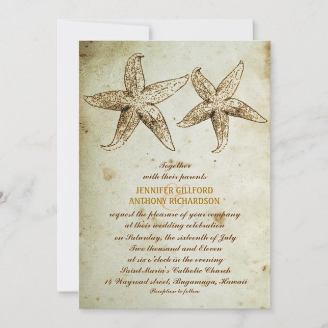 VINTAGE BEACH WEDDING INVITATIONS (Front)
