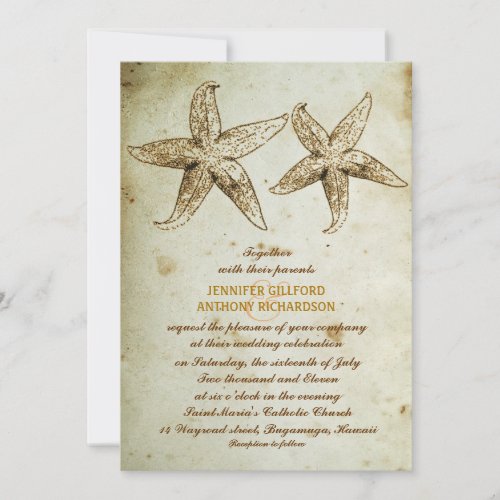 VINTAGE BEACH WEDDING INVITATIONS