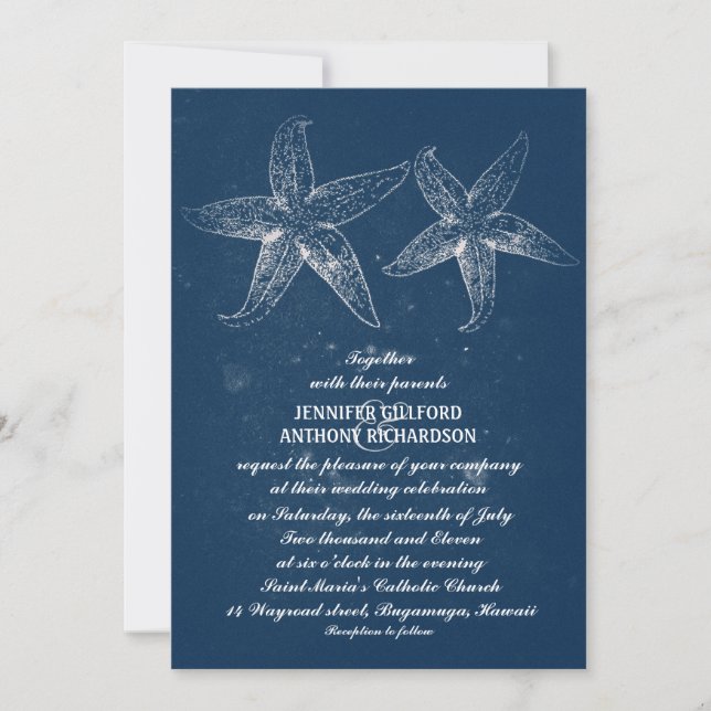 VINTAGE BEACH WEDDING INVITATIONS (Front)