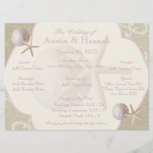 Vintage Beach Wedding Program Card
