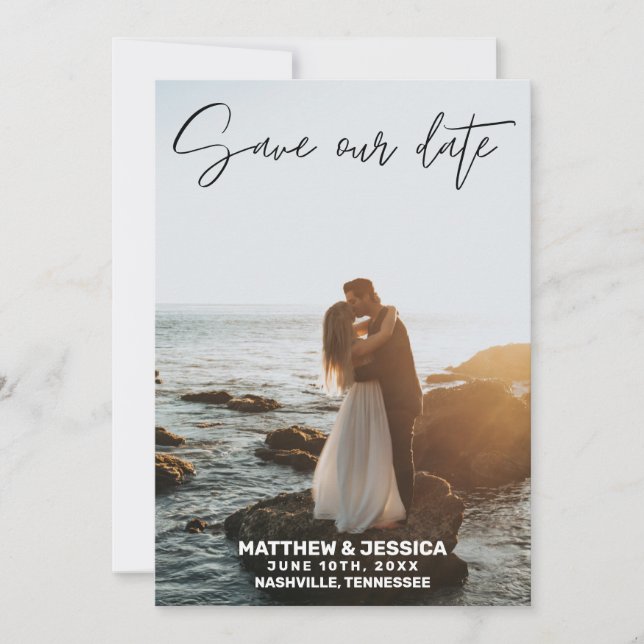 Vintage Beach Wedding Save the Date (Front)