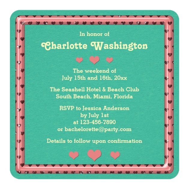 Vintage Beach Weekend Getaway Bachelorette Party Invitation