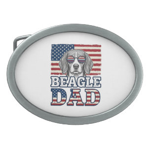 Vintage Beagle Dad Patriotic Dog Shirt Design_1 Belt Buckle