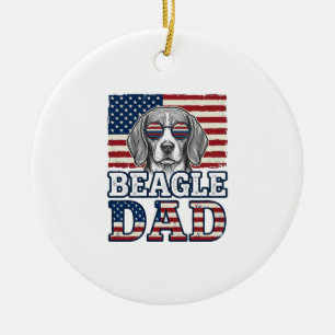 Vintage Beagle Dad Patriotic Dog Shirt Design_1 Ceramic Ornament