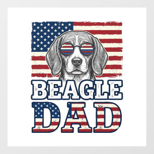 Vintage Beagle Dad Patriotic Dog Shirt Design_1 Window Cling
