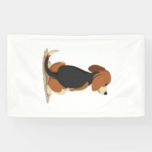 Vintage Beagle Dog Back View Illustration Pet Love Banner