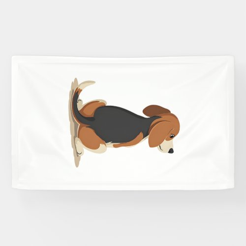 Vintage Beagle Dog Back View Illustration Pet Love Banner
