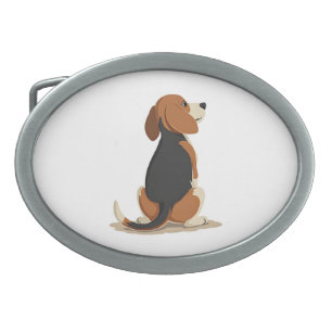 Vintage Beagle Dog Back View Illustration Pet Love Belt Buckle