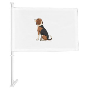Vintage Beagle Dog Back View Illustration Pet Love Car Flag