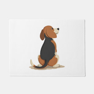 Vintage Beagle Dog Back View Illustration Pet Love Doormat