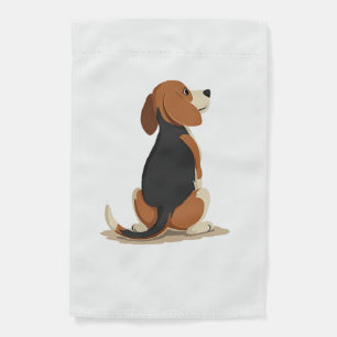 Vintage Beagle Dog Back View Illustration Pet Love Garden Flag