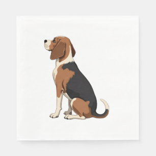 Vintage Beagle Dog Back View Illustration Pet Love Napkins