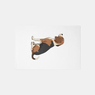 Vintage Beagle Dog Back View Illustration Pet Love Rug