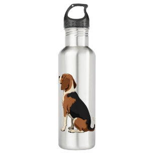 Vintage Beagle Dog Back View Illustration Pet Love Stainless Steel Water Bottle