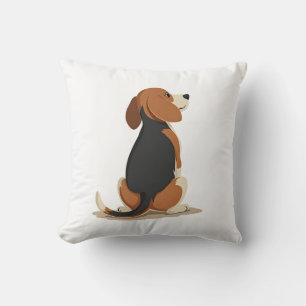 Vintage Beagle Dog Back View Illustration Pet Love Throw Pillow