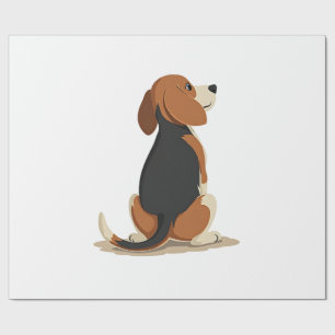 Vintage Beagle Dog Back View Illustration Pet Love Wrapping Paper