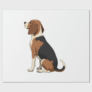 Vintage Beagle Dog Back View Illustration Pet Love Wrapping Paper