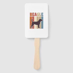 Vintage Beagle Dog Retro Stripe Vector Design_1 Hand Fan