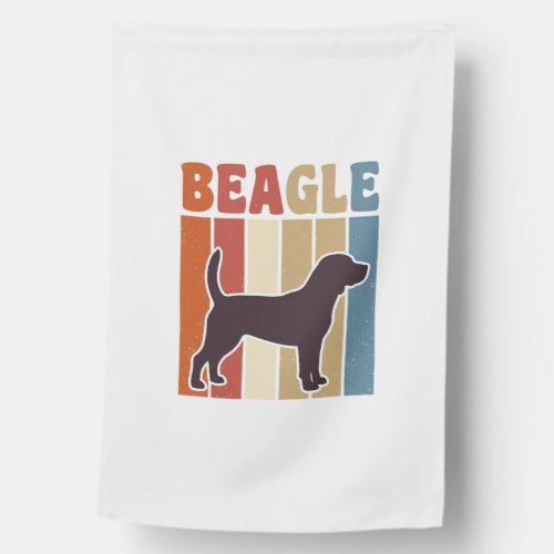 Vintage Beagle Dog Retro Stripe Vector Design_1 House Flag