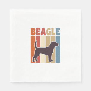 Vintage Beagle Dog Retro Stripe Vector Design_1 Napkins