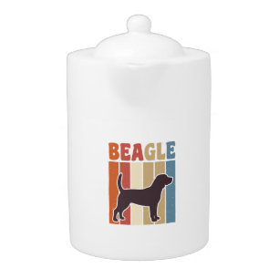 Vintage Beagle Dog Retro Stripe Vector Design_1 Teapot