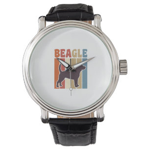 Vintage Beagle Dog Retro Stripe Vector Design_1 Watch