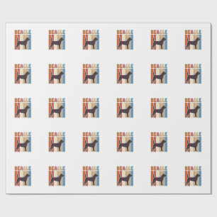 Vintage Beagle Dog Retro Stripe Vector Design_1 Wrapping Paper