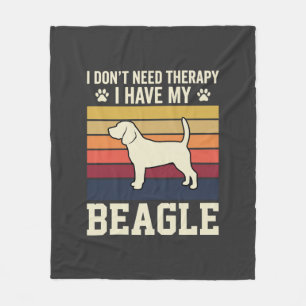 Vintage Beagle Dog Therapy Retro Fleece Blanket