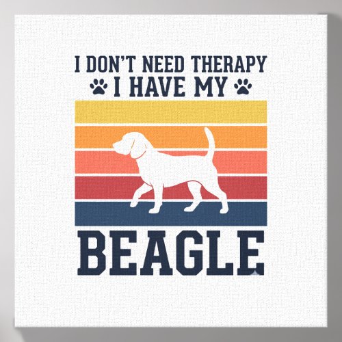 Vintage Beagle Dog Therapy Shirt Design_1 Canvas Photo Tile