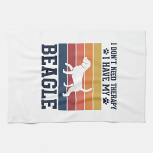 Vintage Beagle Dog Therapy Shirt Design_1 Kitchen Towel