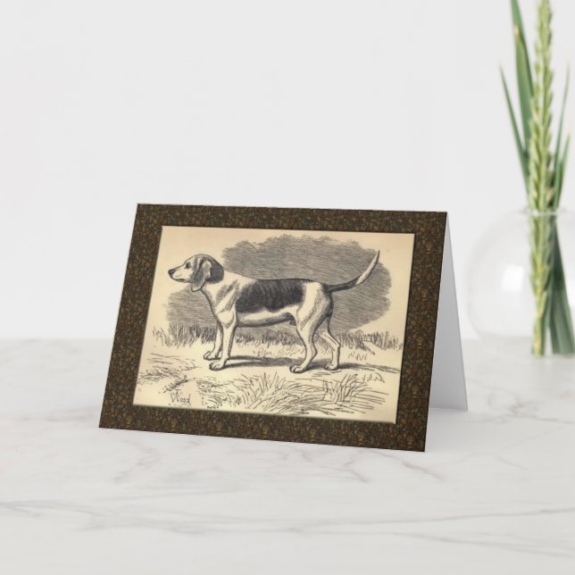 Vintage Beagle Greeting Card (Front)