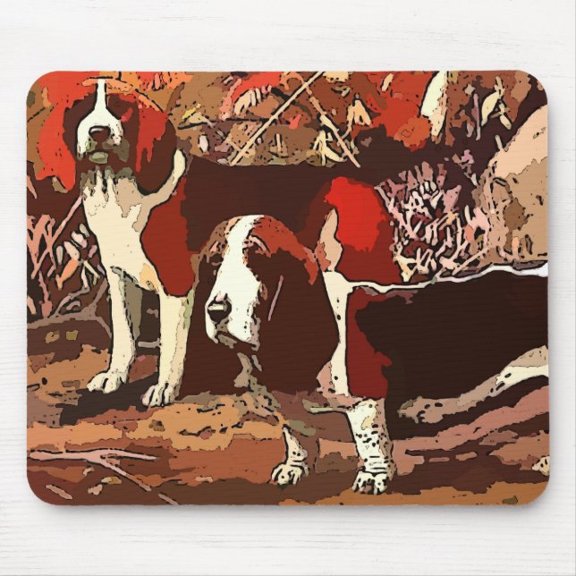 Vintage Beagle Painting on Mouse Pad (Front)