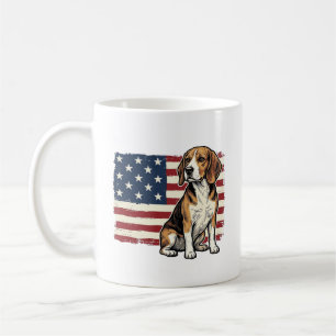 Vintage Beagle Patriotic Flag Dog Shirt Design_1 Coffee Mug