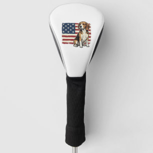 Vintage Beagle Patriotic Flag Dog Shirt Design_1 Golf Head Cover
