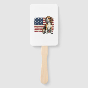 Vintage Beagle Patriotic Flag Dog Shirt Design_1 Hand Fan