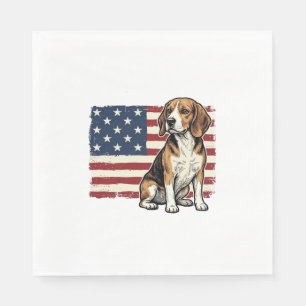 Vintage Beagle Patriotic Flag Dog Shirt Design_1 Napkins
