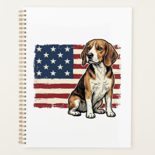Vintage Beagle Patriotic Flag Dog Shirt Design_1 Planner