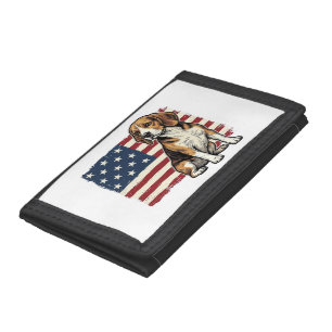 Vintage Beagle Patriotic Flag Dog Shirt Design_1 Trifold Wallet