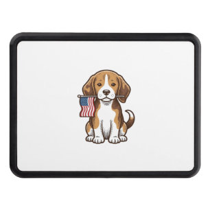 Vintage Beagle Puppy American Flag Shirt Design_1 Hitch Cover