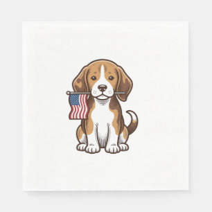 Vintage Beagle Puppy American Flag Shirt Design_1 Napkins