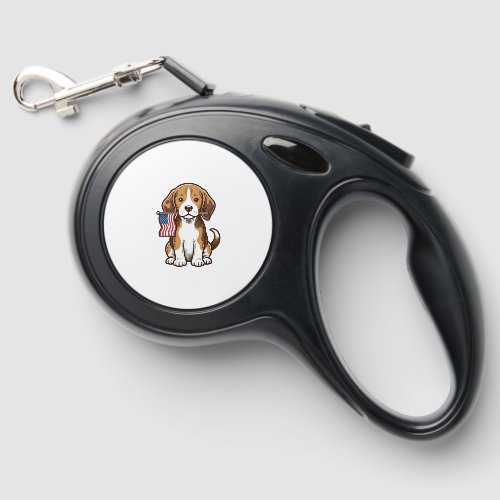 Vintage Beagle Puppy American Flag Shirt Design_1 Retractable Pet Leash