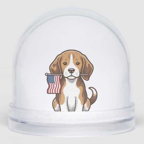 Vintage Beagle Puppy American Flag Shirt Design_1 Snow Globe